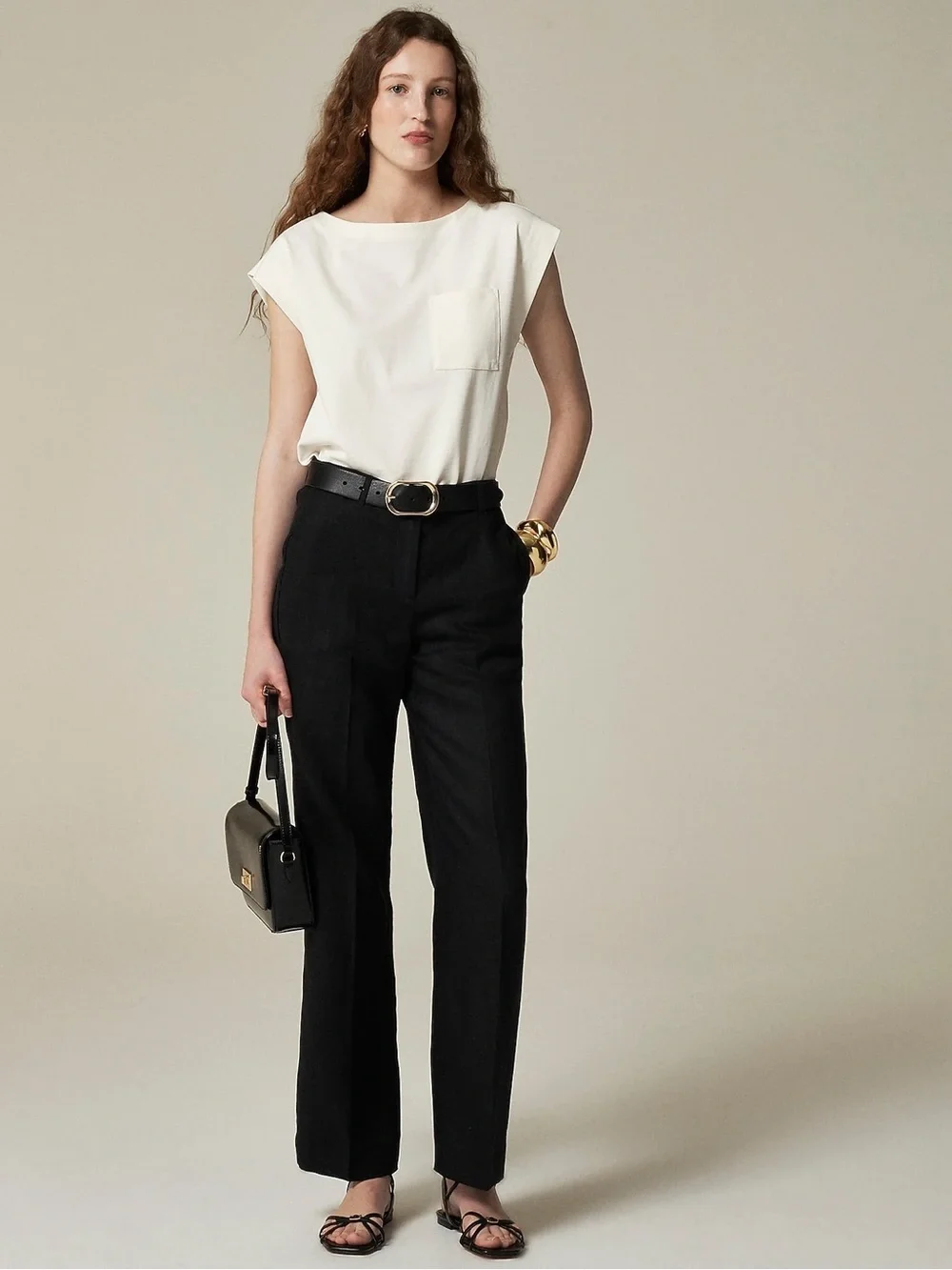 NWT J.Crew Harbor pant in linen size large color black
